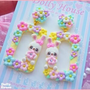Kawaii Spring Bunnies Earrings by Dolly House 1
