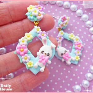 Kawaii Spring Bunnies Earrings by Dolly House