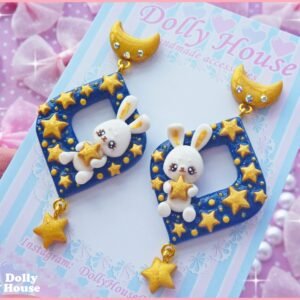 Kawaii Star Bunnies Earrings by Dolly House