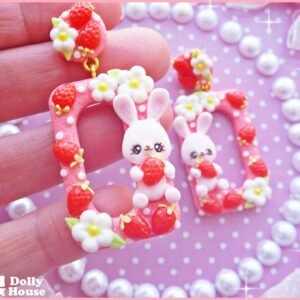 Strawberry&Bunny Earrings by Dolly House