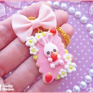 Strawberry&Bunny Cookie Necklace by Dolly House