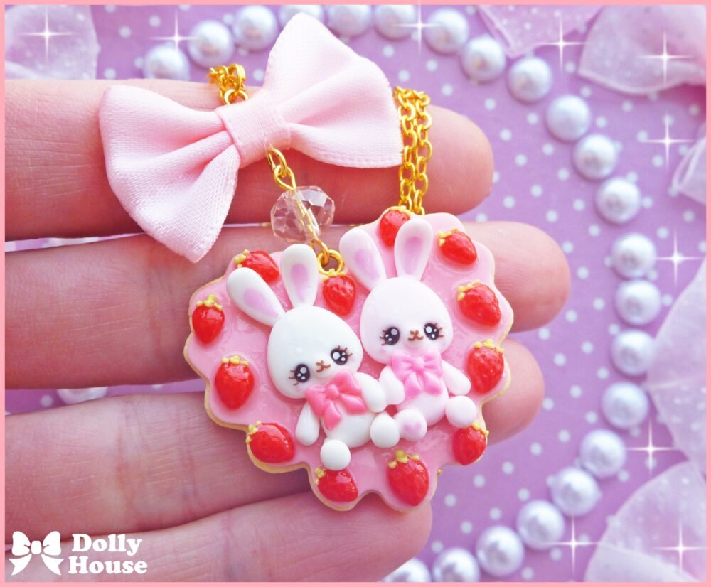 Strawberry&Bunny Cookie Necklace by Dolly House III