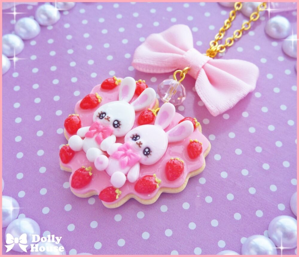 Strawberry&Bunny Cookie Necklace by Dolly House III