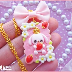 Strawberry&Bunny Cookie Necklace by Dolly House I