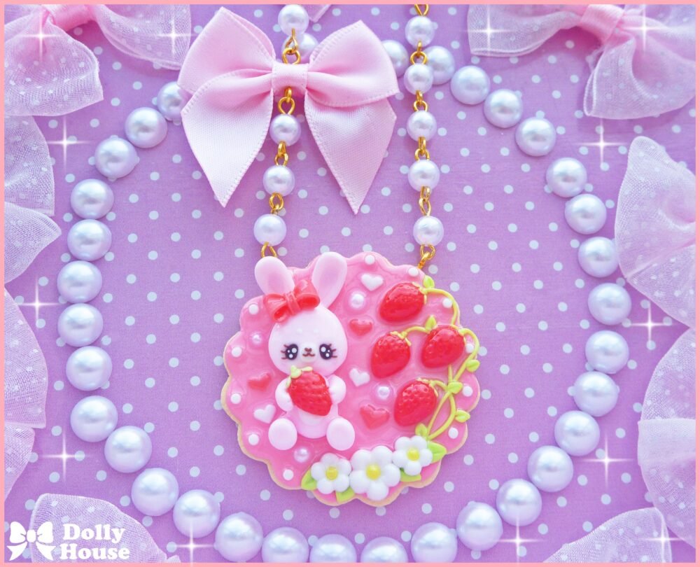 Strawberry&Bunny Cookie Necklace by Dolly House IV