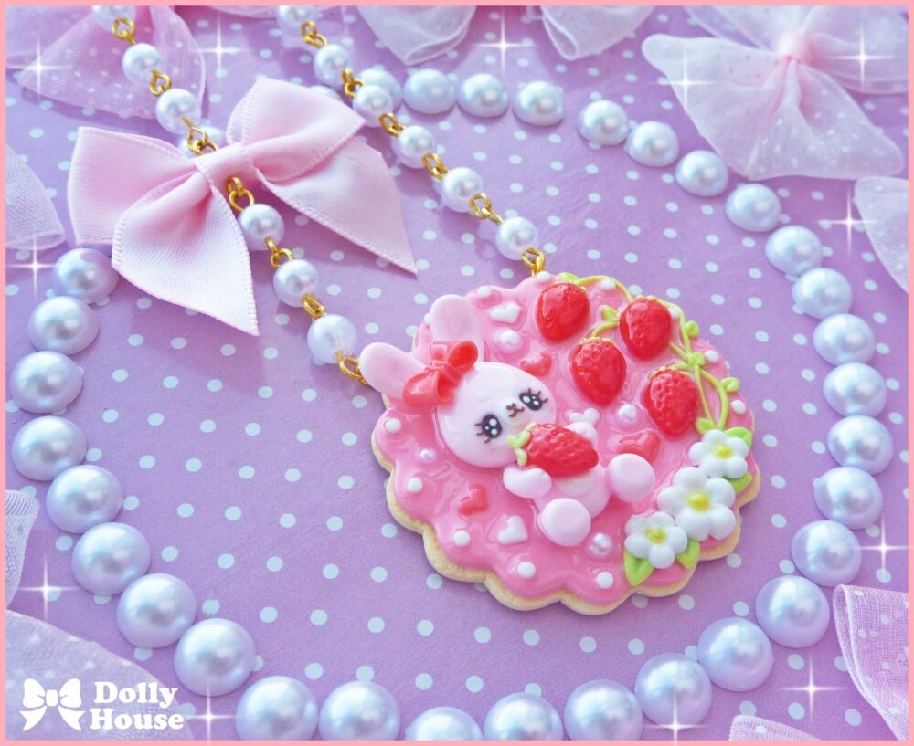 Strawberry&Bunny Cookie Necklace by Dolly House IV