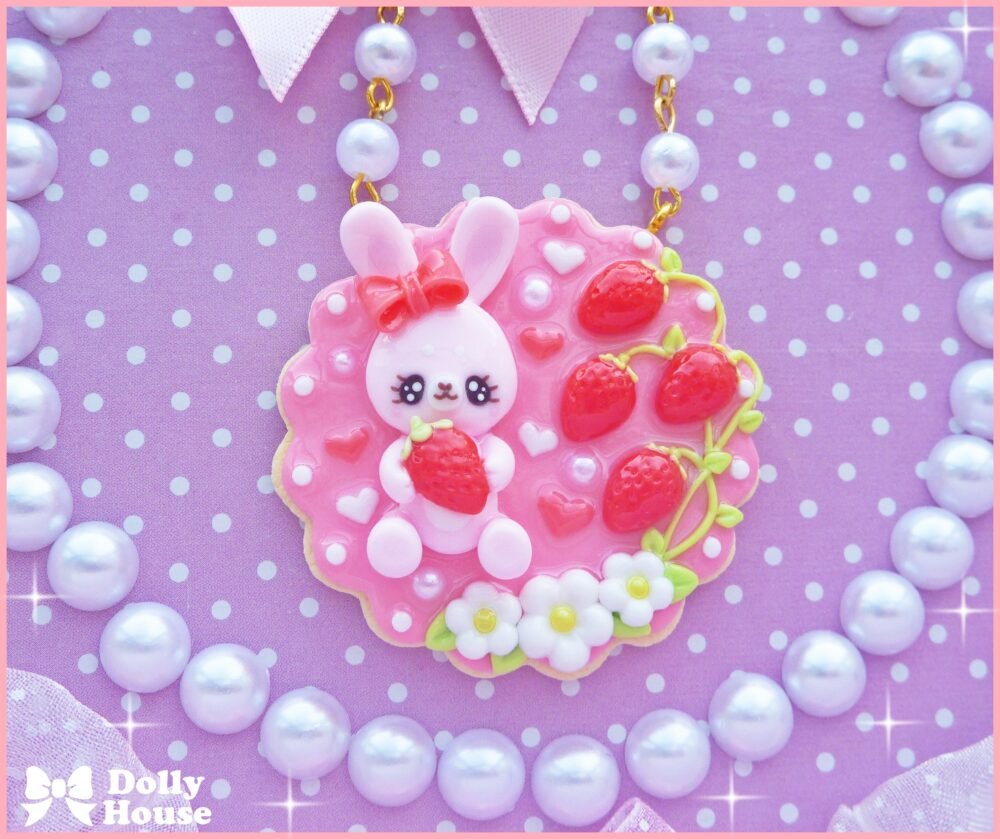 Strawberry&Bunny Cookie Necklace by Dolly House IV