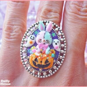 Kawaii Zombie Bunny Halloween Ring by Dolly House I
