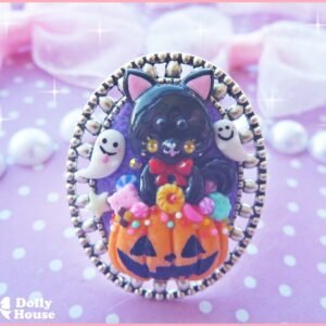 Kawaii Black Cat Halloween Ring by Dolly House