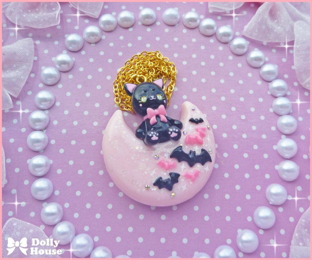 Kawaii Moon Cat Necklace by Dolly House