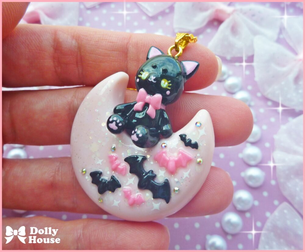 Kawaii Moon Cat Necklace by Dolly House
