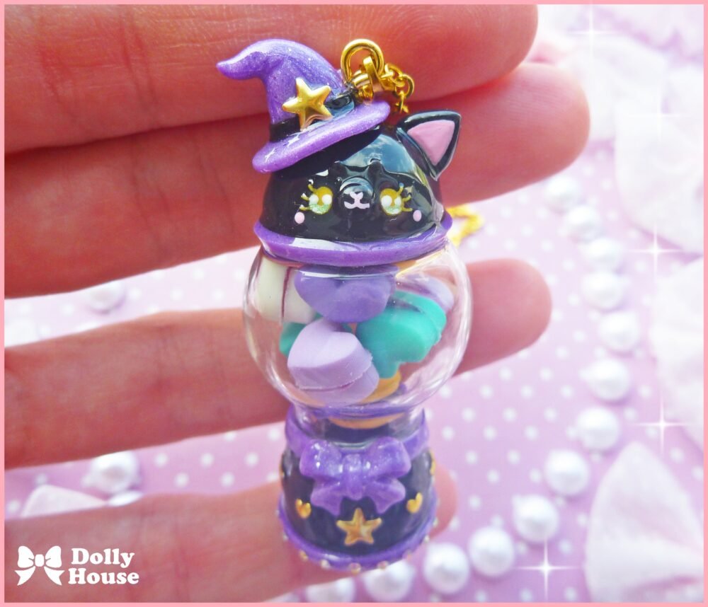 Kawaii Magical Cat Gumball Machine with Macarons Necklace by Dolly House I