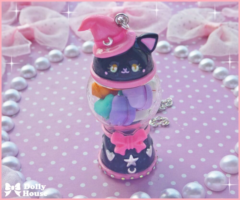 Kawaii Magical Cat Gumball Machine with Macarons Necklace by Dolly House II