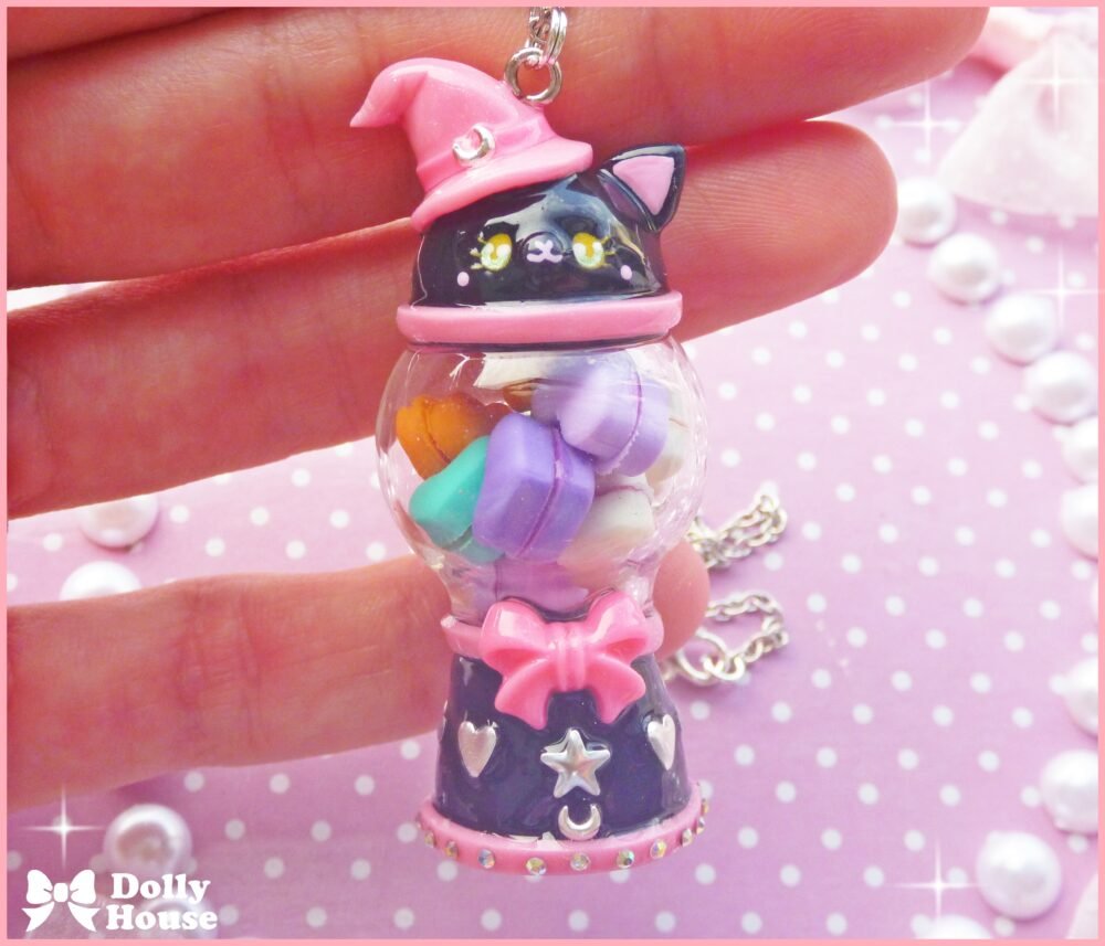 Kawaii Magical Cat Gumball Machine with Macarons Necklace by Dolly House II