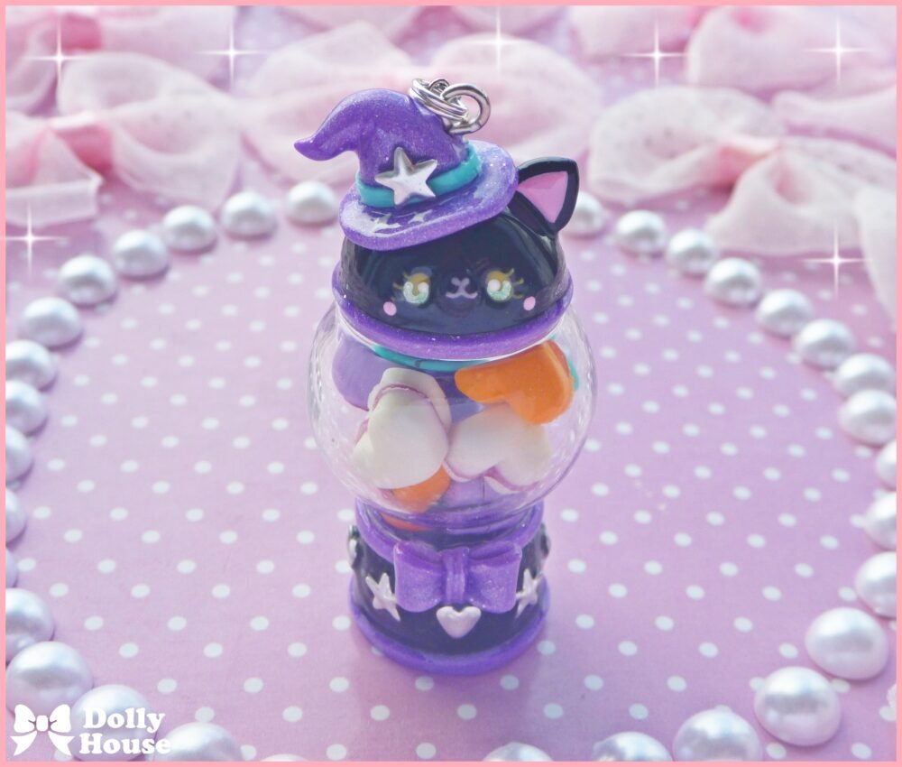 Kawaii Magical Cat Gumball Machine with Macarons Necklace by Dolly House III