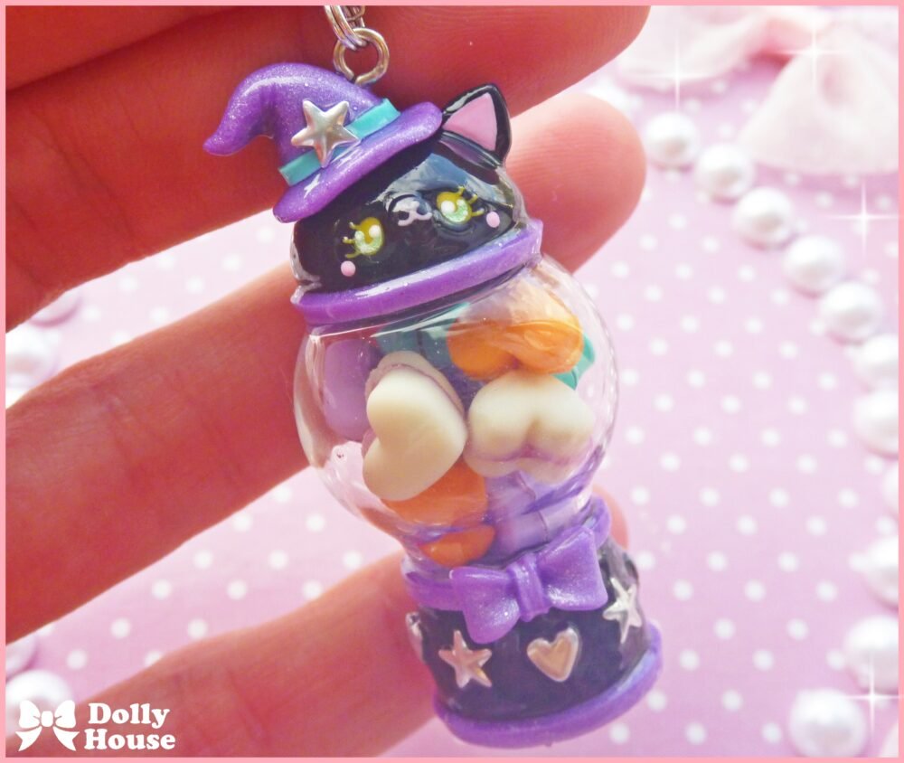 Kawaii Magical Cat Gumball Machine with Macarons Necklace by Dolly House III