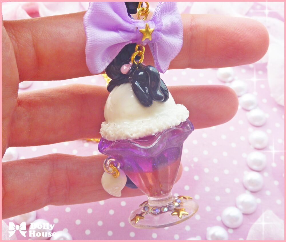 Kawaii Midnight Cat Parfait Necklace by Dolly House I