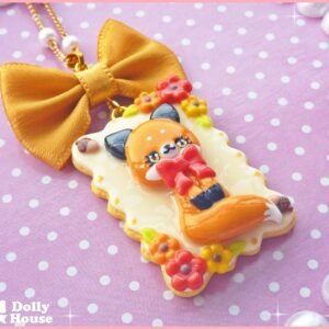 Kawaii Fox & Fall Cookie Necklace by Dolly House
