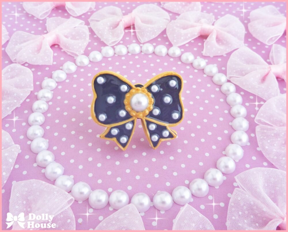 Cookie Bon-Bon Pearl series Ring in Black by Dolly House