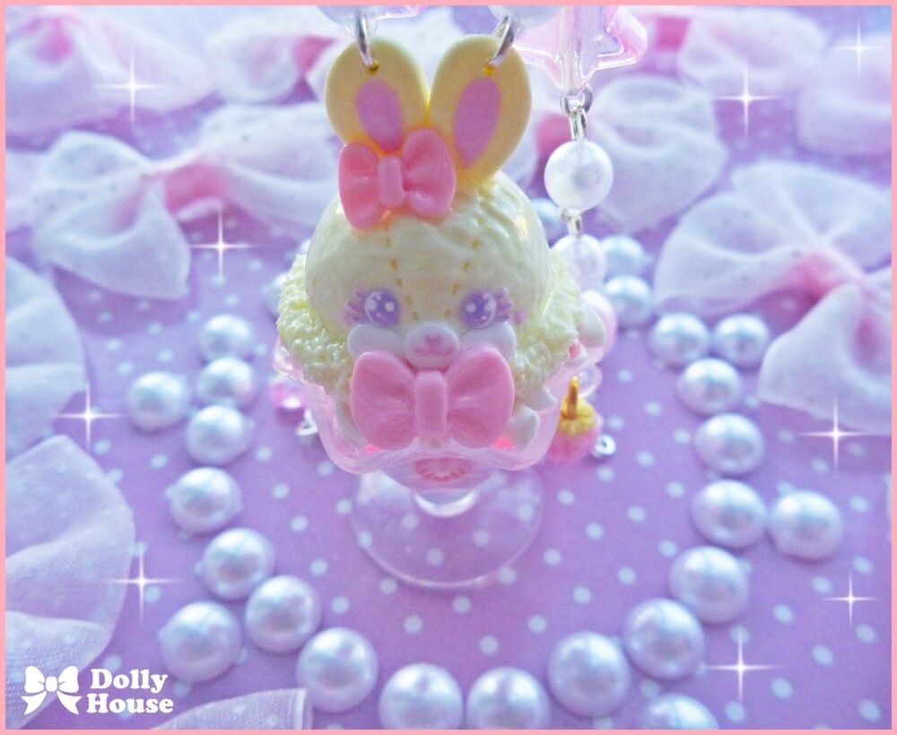Kawaii Strawberry Bunny  Parfait Necklace by Dolly House I