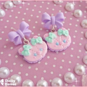 Kawaii  Pastel Bear Cookies & Bows Earrings by Dolly House
