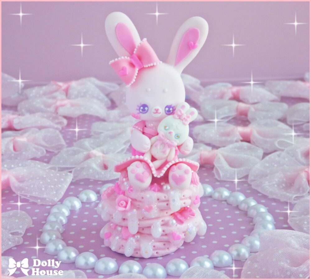 Kawaii Pink Lolita Bunny Pancakes Necklace by Dolly House