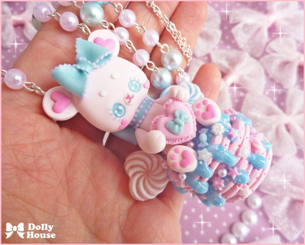 Kawaii Pastel Bear & Pancakes Necklace by Dolly House II