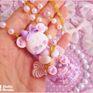Kawaii Pastel Bear & Pancakes Necklace by Dolly House III