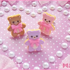 Kawaii Bear Sugar Cookie in Pastel Purple Ring by Dolly House