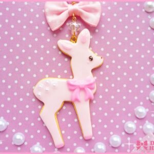 Kawaii Pink Deer Cookie Necklace by Dolly House