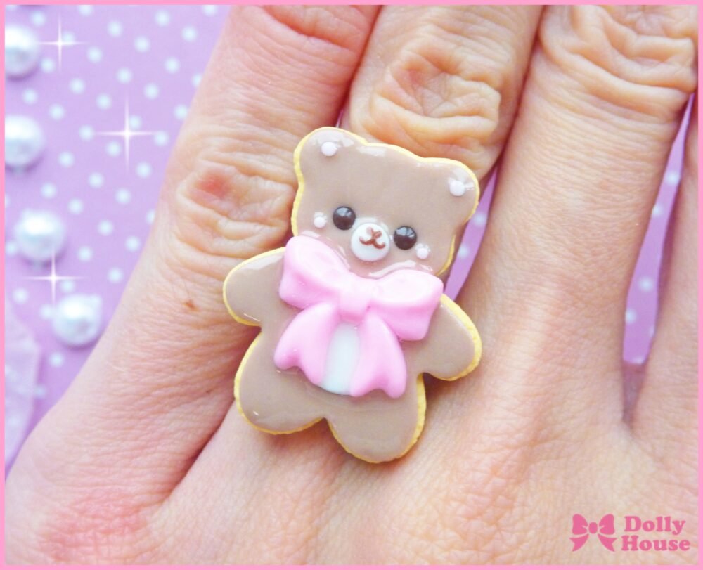 Kawaii Sweet Bear Sugar Cookie Ring by Dolly House