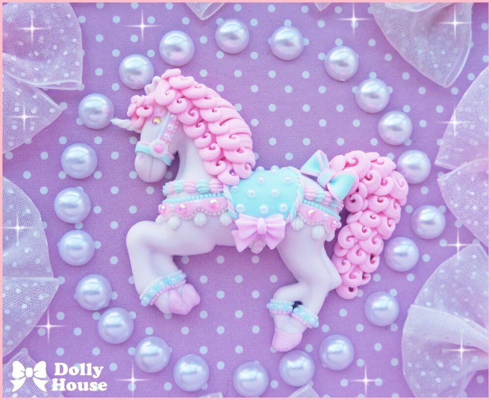 Kawaii Pastel Pink Unicorn  Necklace by Dolly House