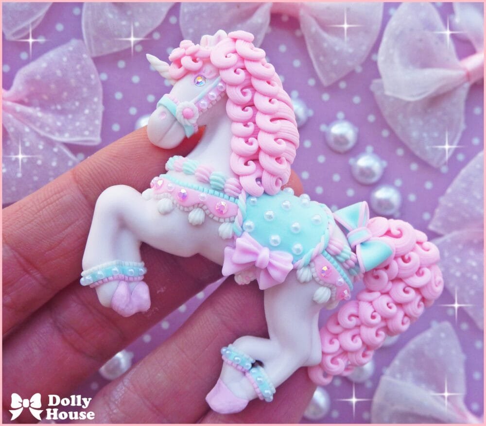 Kawaii Pastel Pink Unicorn  Necklace by Dolly House