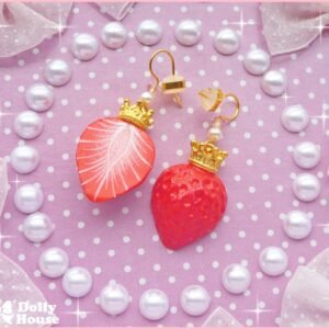 Kawaii  Royal Strawberry Earrings by Dolly House