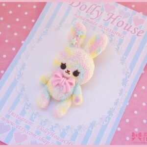 Kawaii Marshmallow Bunny Brooch by Dolly House