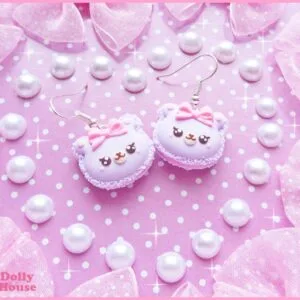 Kawaii Bear French Macaron Earrings by Dolly House