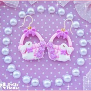 Kawaii Rabbit Basket Earrings by Dolly House