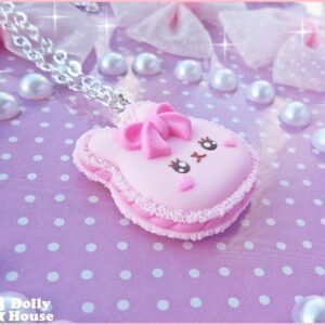 Sweet Pink Bunny Macaron Necklace by Dolly House
