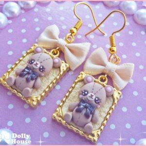 Vintage Bear Frame Earrings by Dolly House