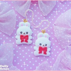 Kawaii Marshmallow Bunny Earrings by Dolly House