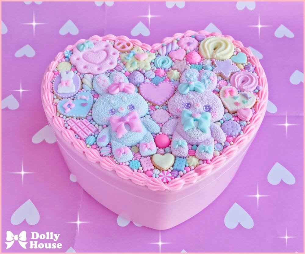 Pastel Bunny Heart Jewelry Box-2 by Dolly House
