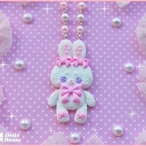 White Bunny Bow Necklace by Dolly House