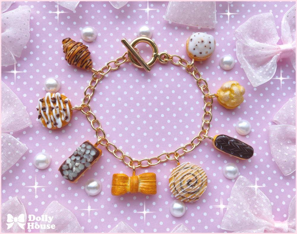 Sweet French Bakery Charm Bracelet by Dolly House