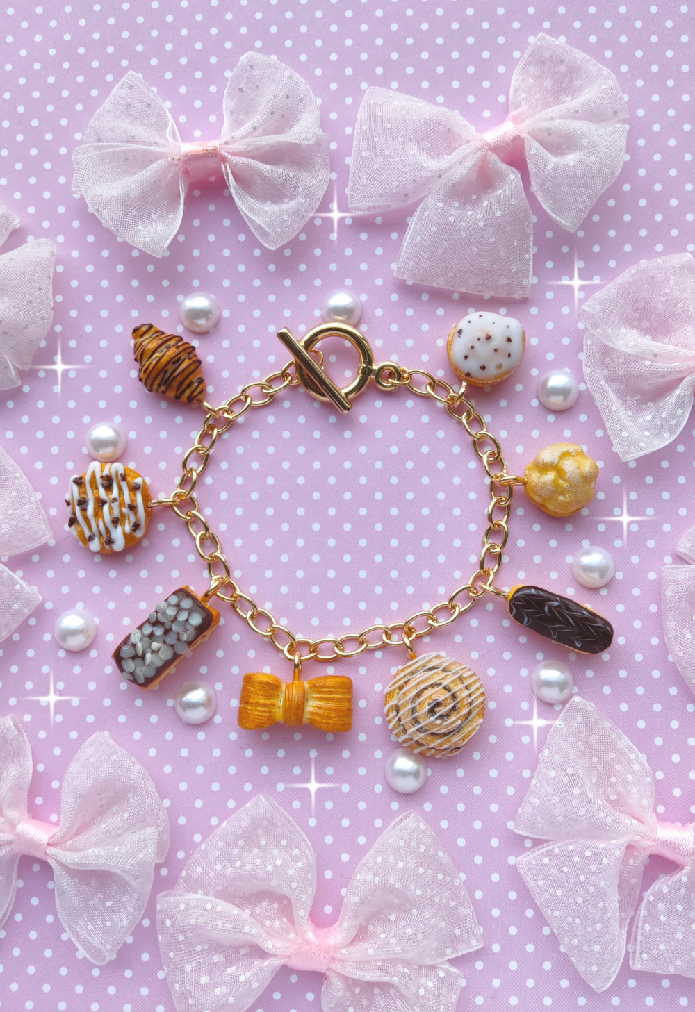 Sweet French Bakery Charm Bracelet by Dolly House