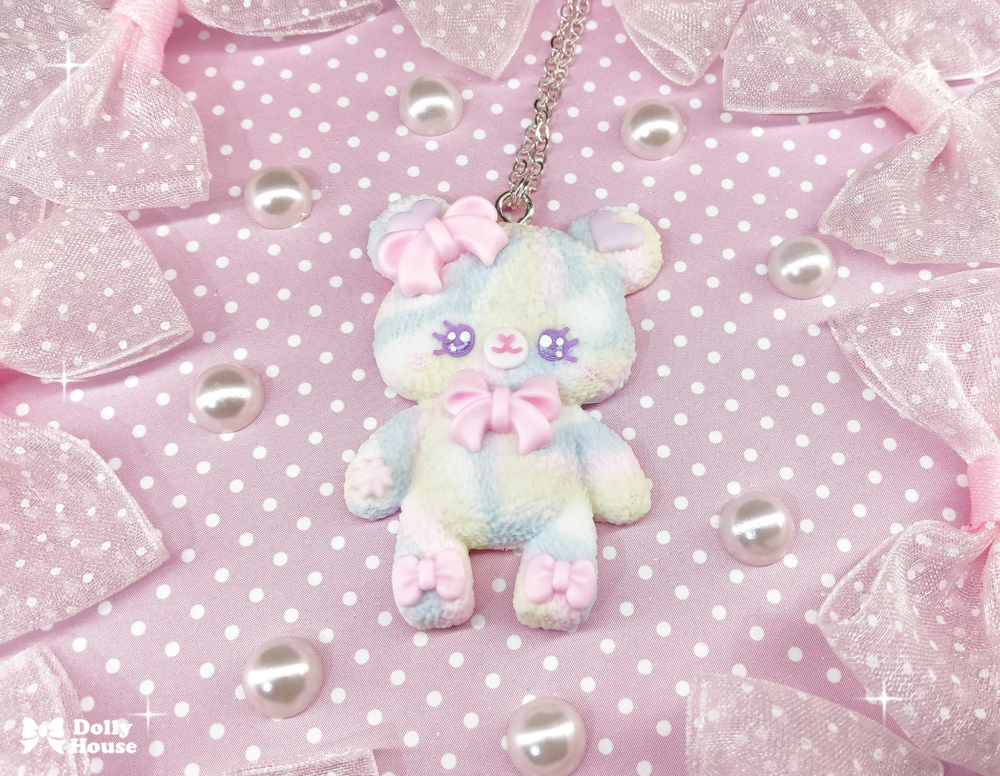 Pastel Cloud Bear Necklace by Dolly House