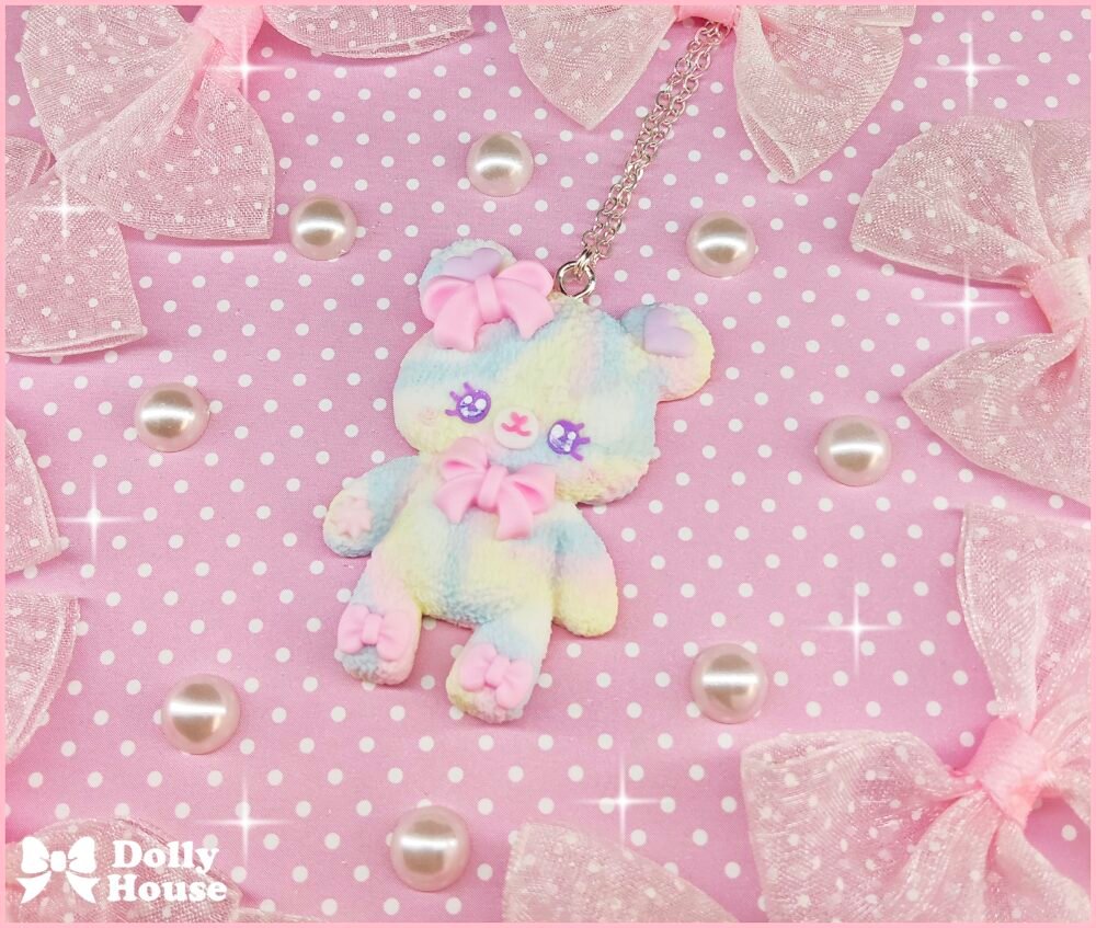 Pastel Cloud Bear Necklace by Dolly House