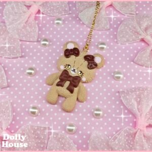 Cocoa Bow Bear Necklace by Dolly House
