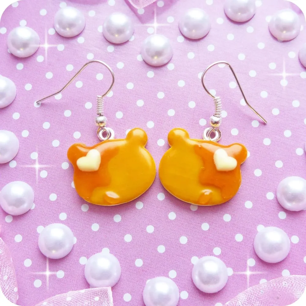 Kawaii Bear Pancake Earrings by Dolly House