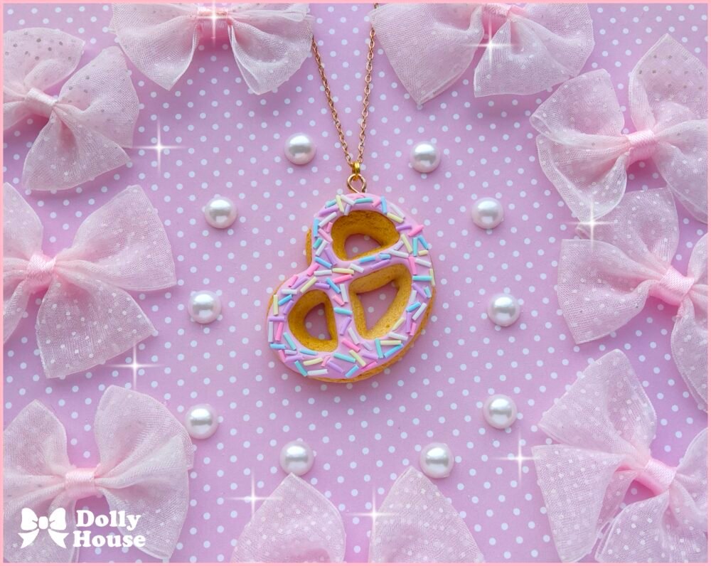Sweet Pretzel Donut Necklace by Dolly House