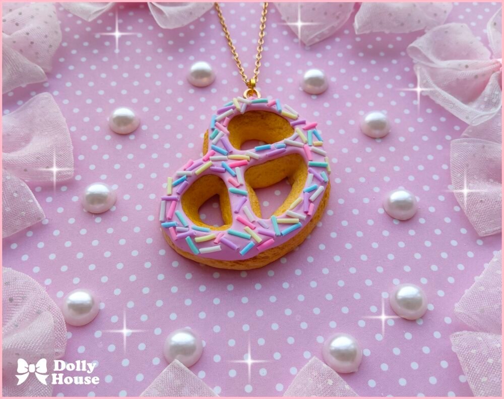 Sweet Pretzel Donut Necklace by Dolly House